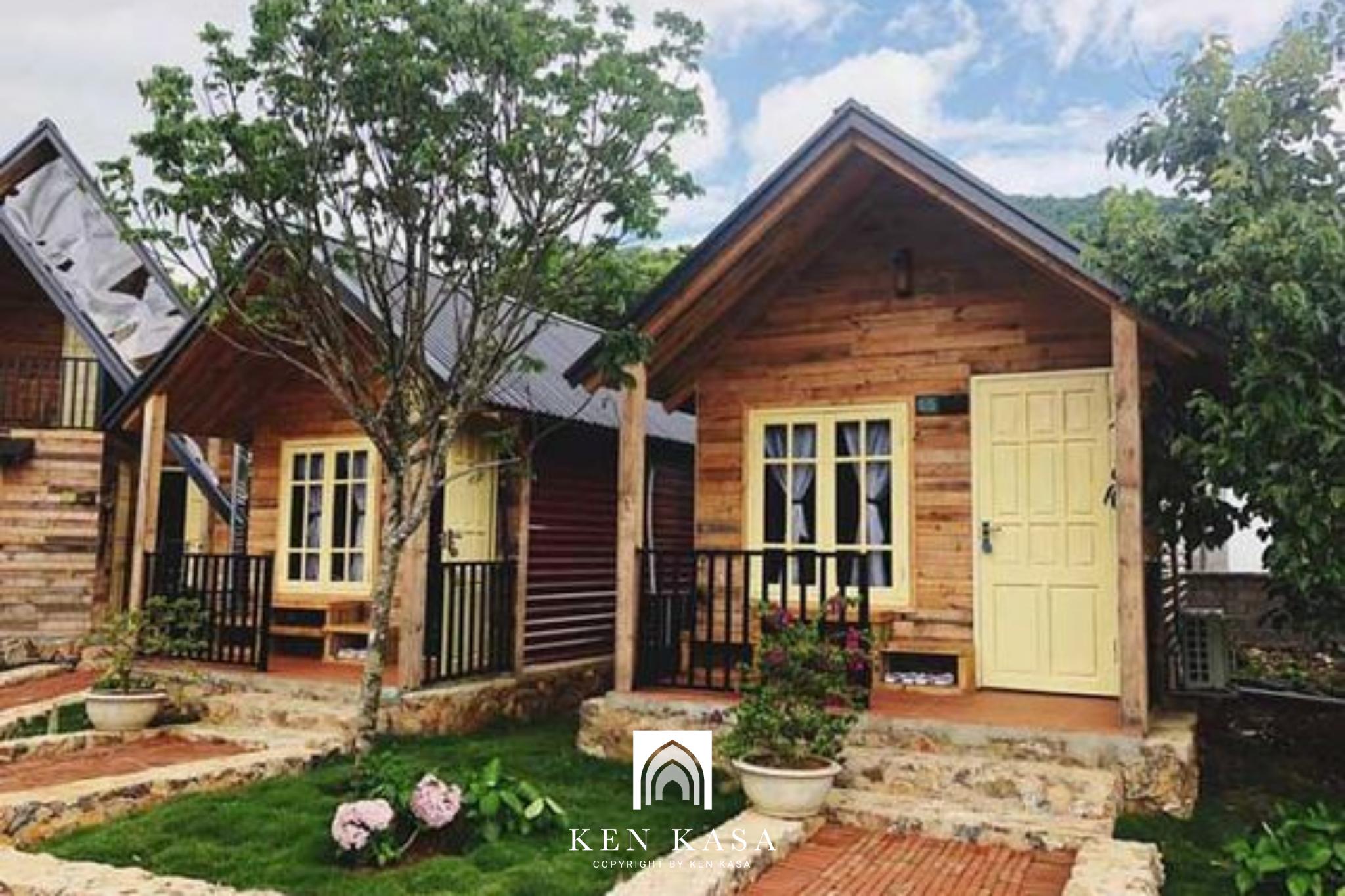thiết kế homestay nhà vườn đẹp sử dụng gỗ làm chất liệu chính